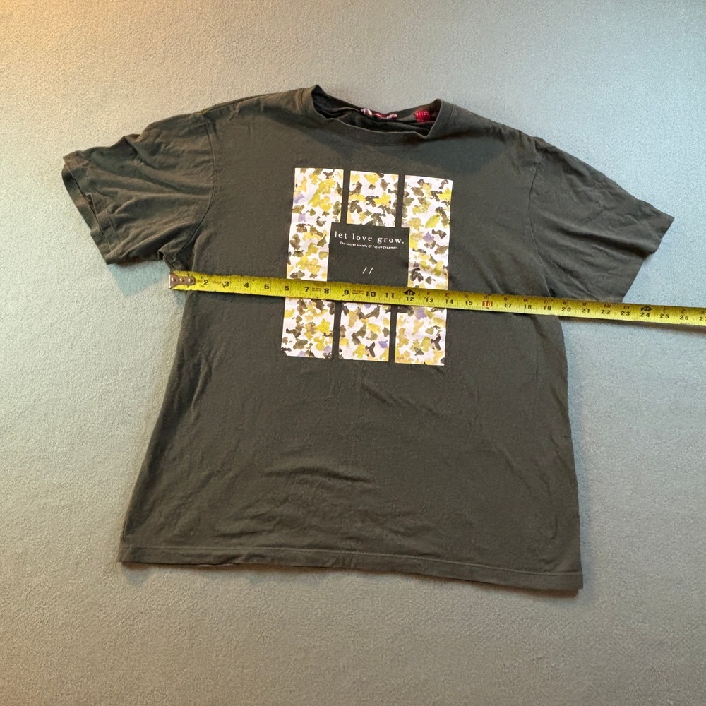 s Oliver T Shirt Mens Medium Olive Green Graphic Tee Let Love Grow Floral Box - Picture 3 of 9